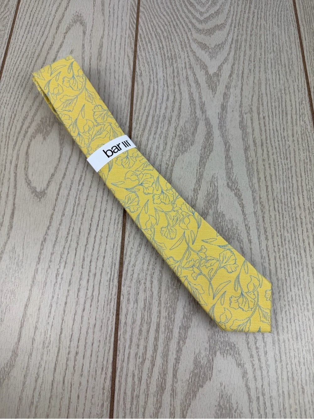 763 Bar III Men's Tie Soho Floral 700 Yellow $55 Polyester Skinny Slim